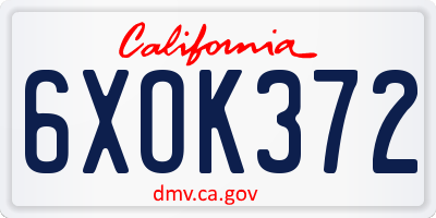 CA license plate 6XOK372