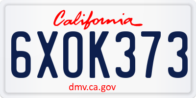 CA license plate 6XOK373