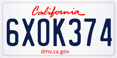 CA license plate 6XOK374