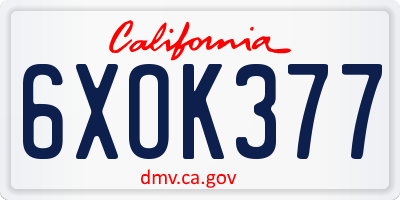 CA license plate 6XOK377