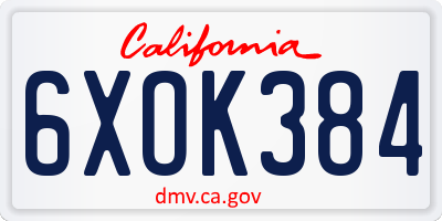 CA license plate 6XOK384
