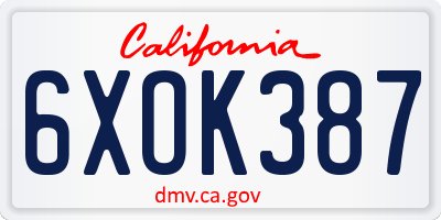 CA license plate 6XOK387