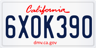 CA license plate 6XOK390