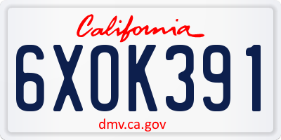 CA license plate 6XOK391