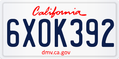 CA license plate 6XOK392