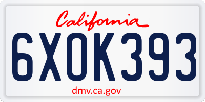 CA license plate 6XOK393