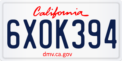 CA license plate 6XOK394