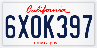 CA license plate 6XOK397
