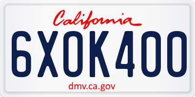 CA license plate 6XOK400