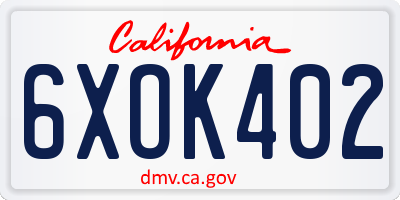 CA license plate 6XOK402