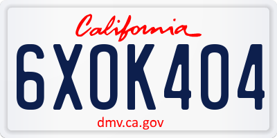 CA license plate 6XOK404