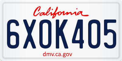CA license plate 6XOK405