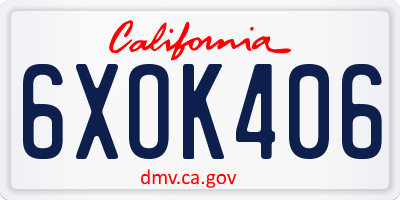 CA license plate 6XOK406