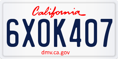 CA license plate 6XOK407