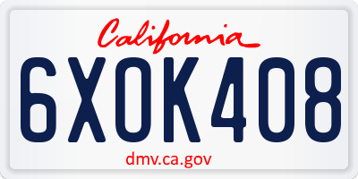 CA license plate 6XOK408