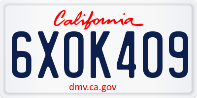 CA license plate 6XOK409