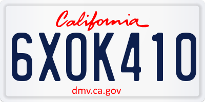 CA license plate 6XOK410