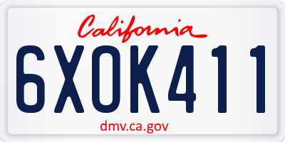 CA license plate 6XOK411