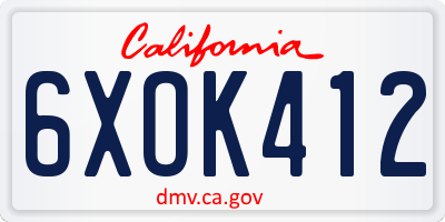 CA license plate 6XOK412