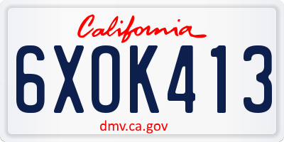 CA license plate 6XOK413