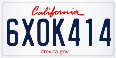 CA license plate 6XOK414