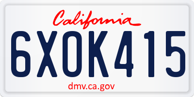 CA license plate 6XOK415