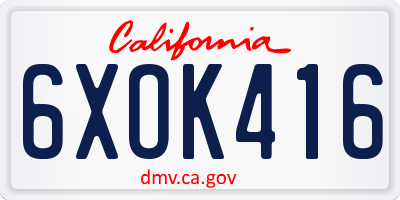 CA license plate 6XOK416
