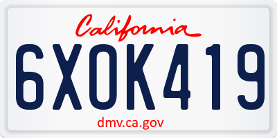 CA license plate 6XOK419