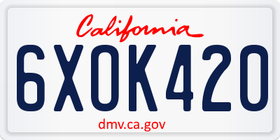 CA license plate 6XOK420