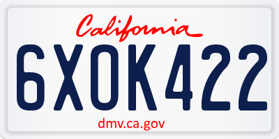 CA license plate 6XOK422