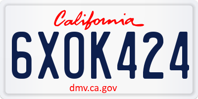 CA license plate 6XOK424