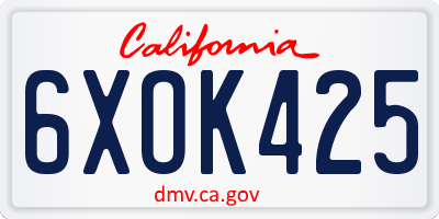 CA license plate 6XOK425