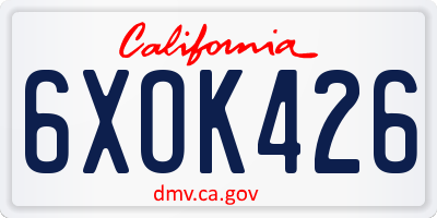 CA license plate 6XOK426