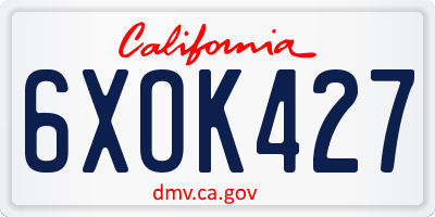 CA license plate 6XOK427
