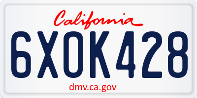 CA license plate 6XOK428