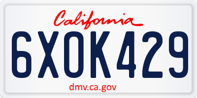 CA license plate 6XOK429