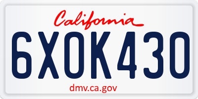 CA license plate 6XOK430