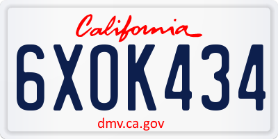 CA license plate 6XOK434