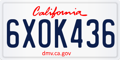 CA license plate 6XOK436