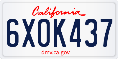 CA license plate 6XOK437