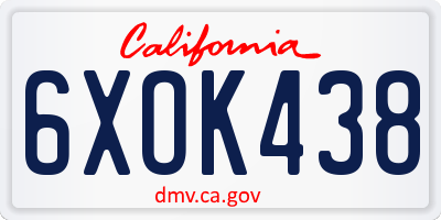 CA license plate 6XOK438