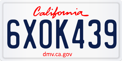 CA license plate 6XOK439