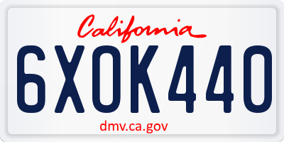 CA license plate 6XOK440