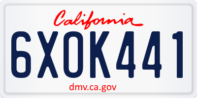 CA license plate 6XOK441