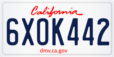 CA license plate 6XOK442