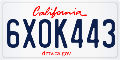 CA license plate 6XOK443