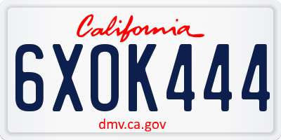 CA license plate 6XOK444