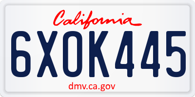 CA license plate 6XOK445