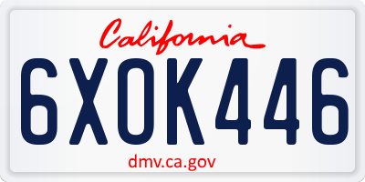 CA license plate 6XOK446