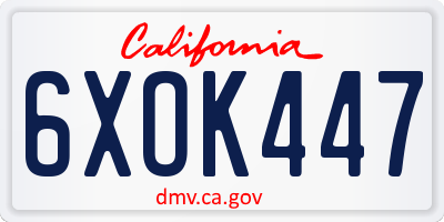 CA license plate 6XOK447